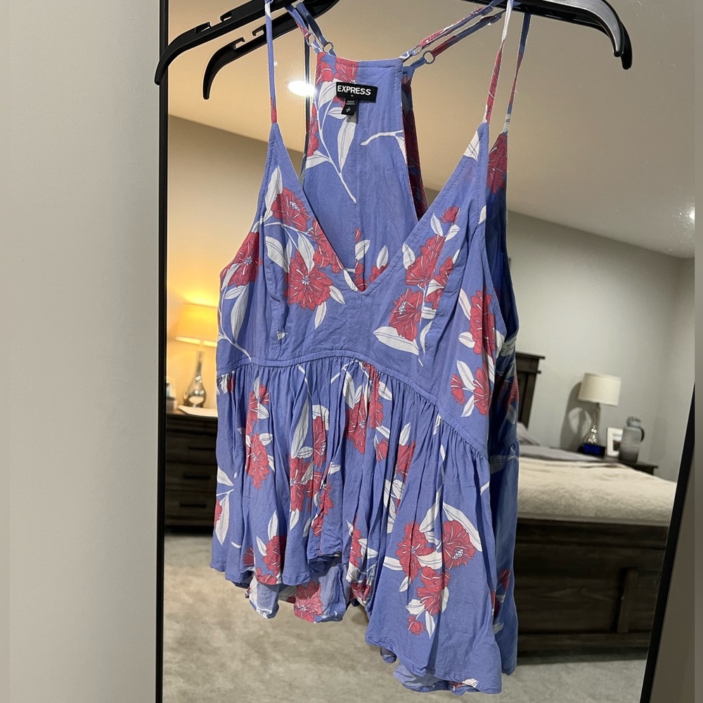 Express: Size Small, Floral, Peplum, Side Zip Tank